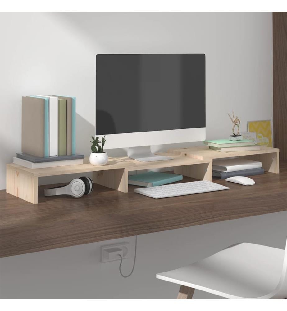Support pour moniteur 80x24x10,5 cm Bois de pin solide