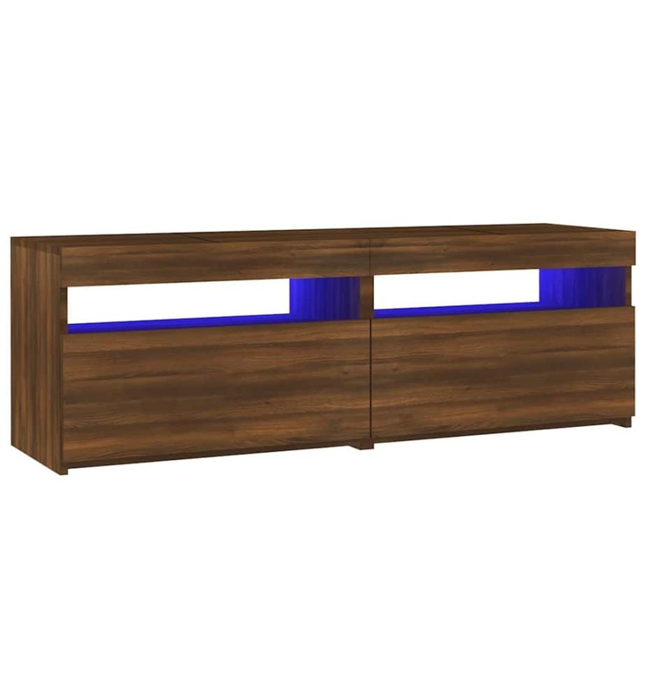 TV-Schrank mit LED-Leuchten Braun Eichen-Optik 120x35x40 cm