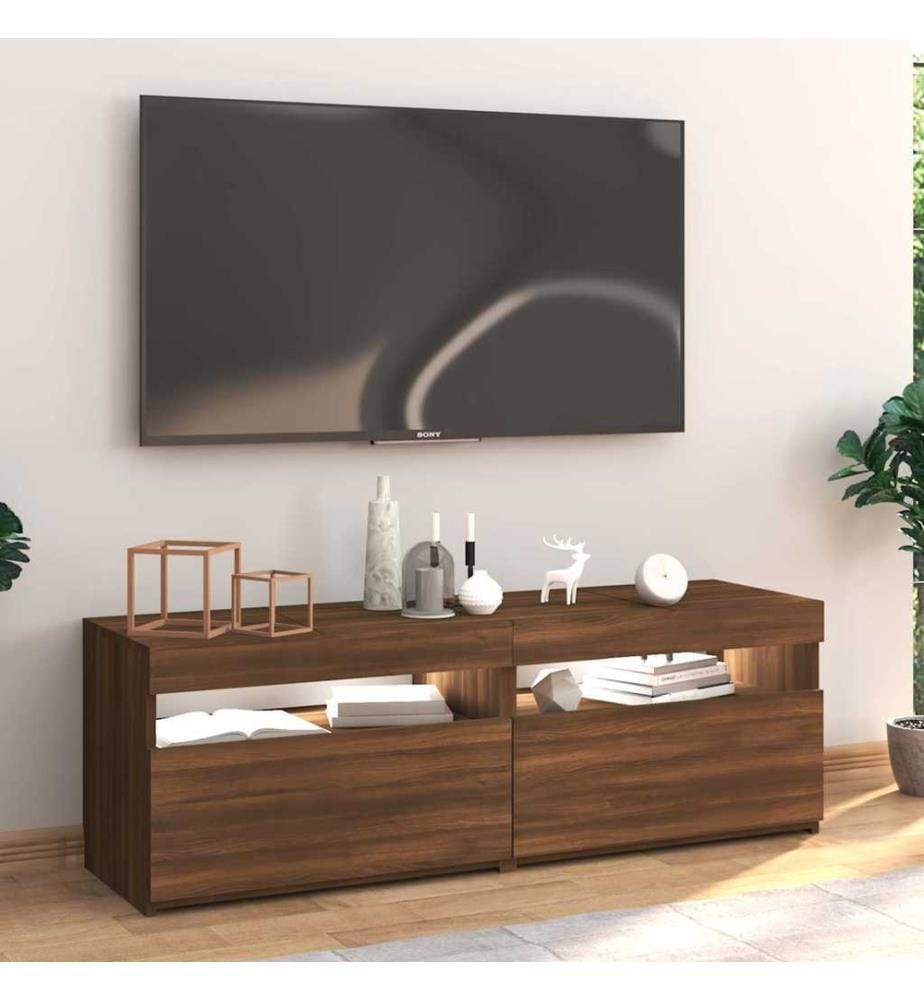 TV-Schrank mit LED-Leuchten Braun Eichen-Optik 120x35x40 cm