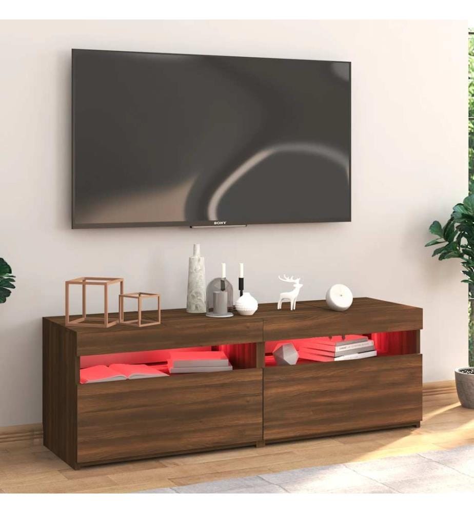 TV-Schrank mit LED-Leuchten Braun Eichen-Optik 120x35x40 cm