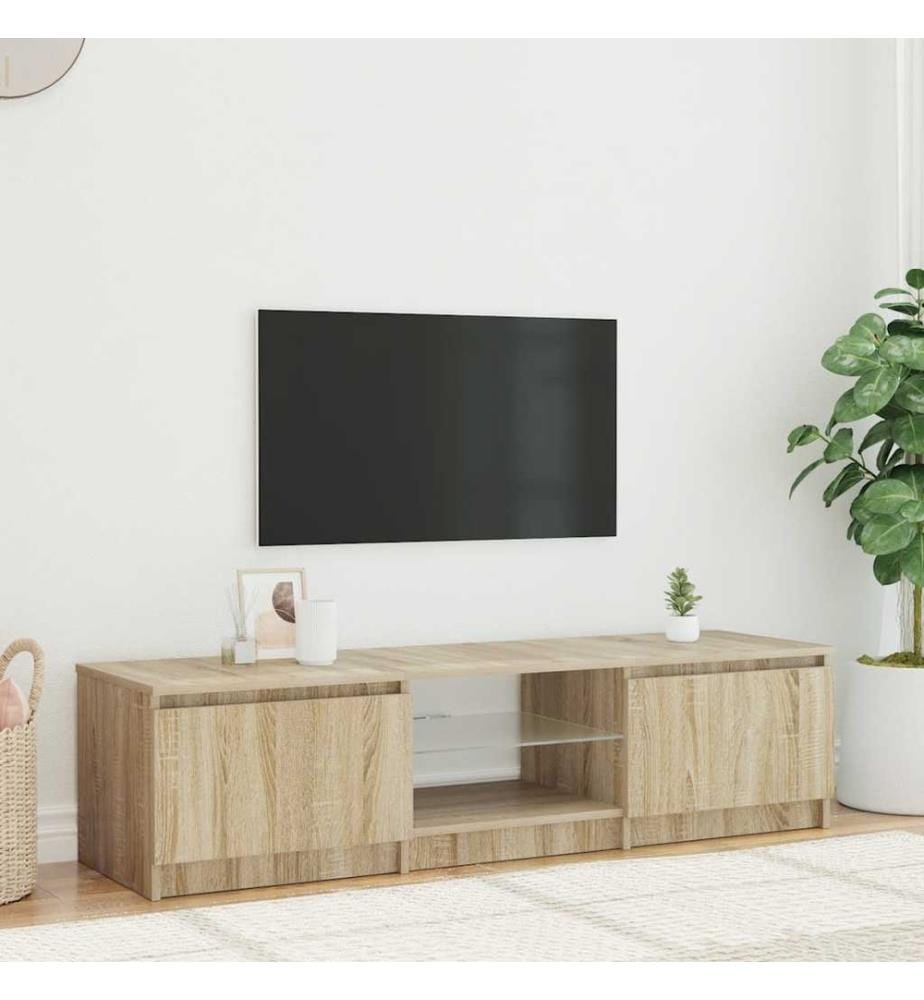 TV-Schrank mit LED-Leuchten Räuchereiche 140x40x36 cm