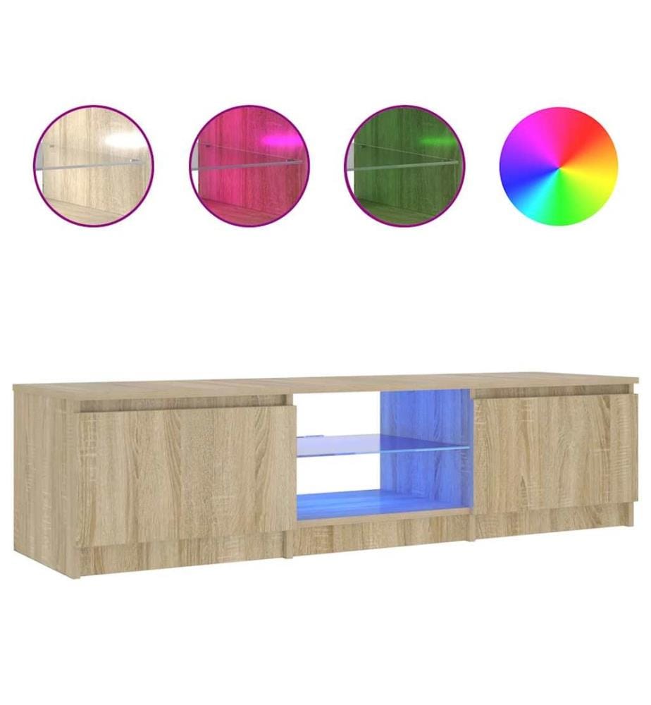 TV-Schrank mit LED-Leuchten Räuchereiche 140x40x36 cm