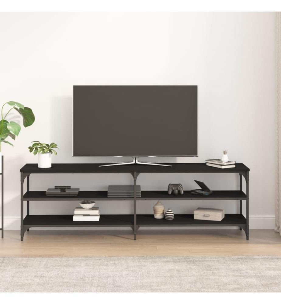 Meuble TV noir 160x30x50 cm bois d'ingénierie