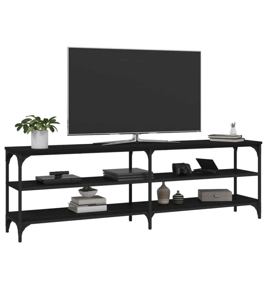 Meuble TV noir 160x30x50 cm bois d'ingénierie
