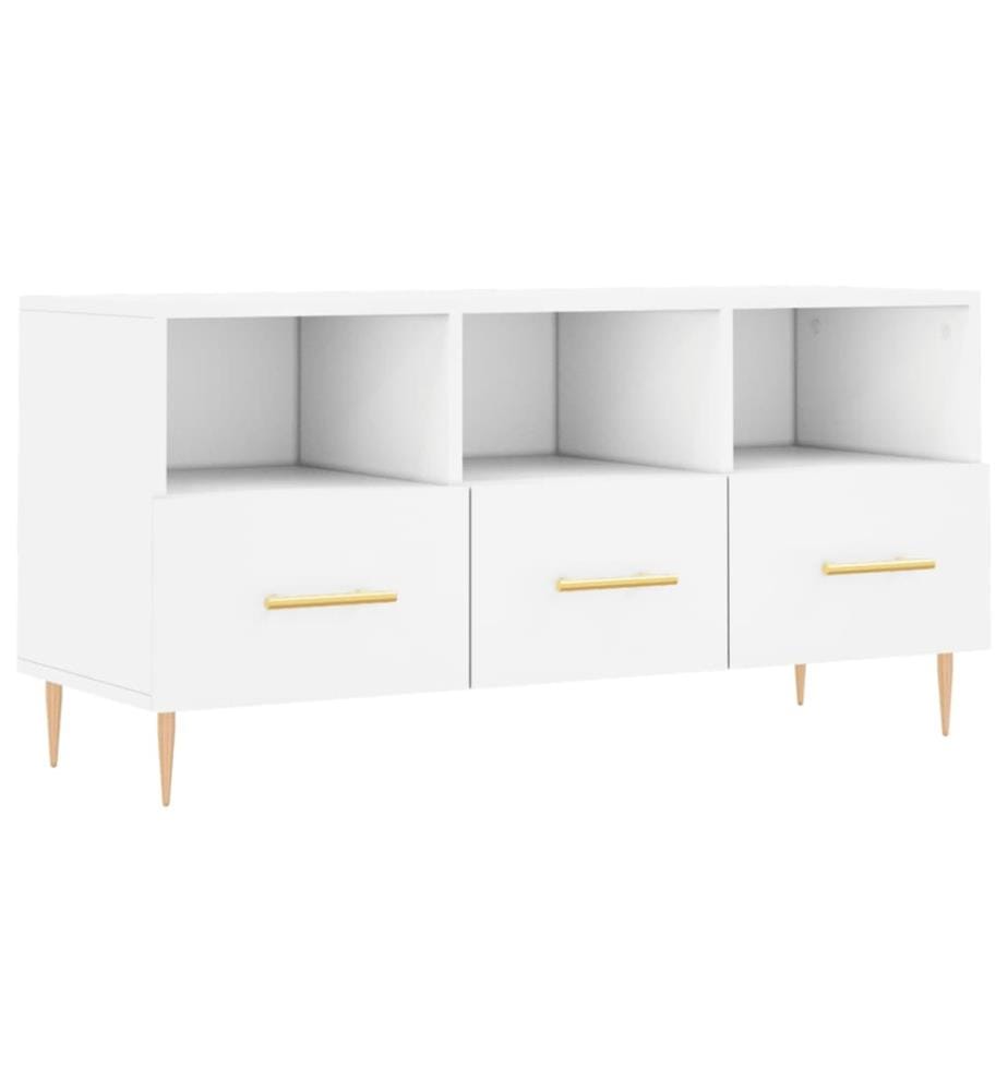 Meuble TV blanc 102x36x50 cm bois d'ingénierie