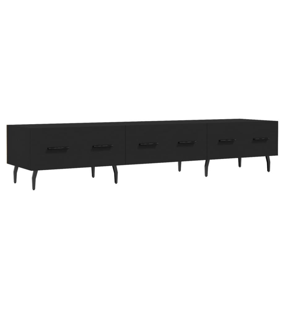 Meuble TV noir 150x36x30 cm bois d'ingénierie