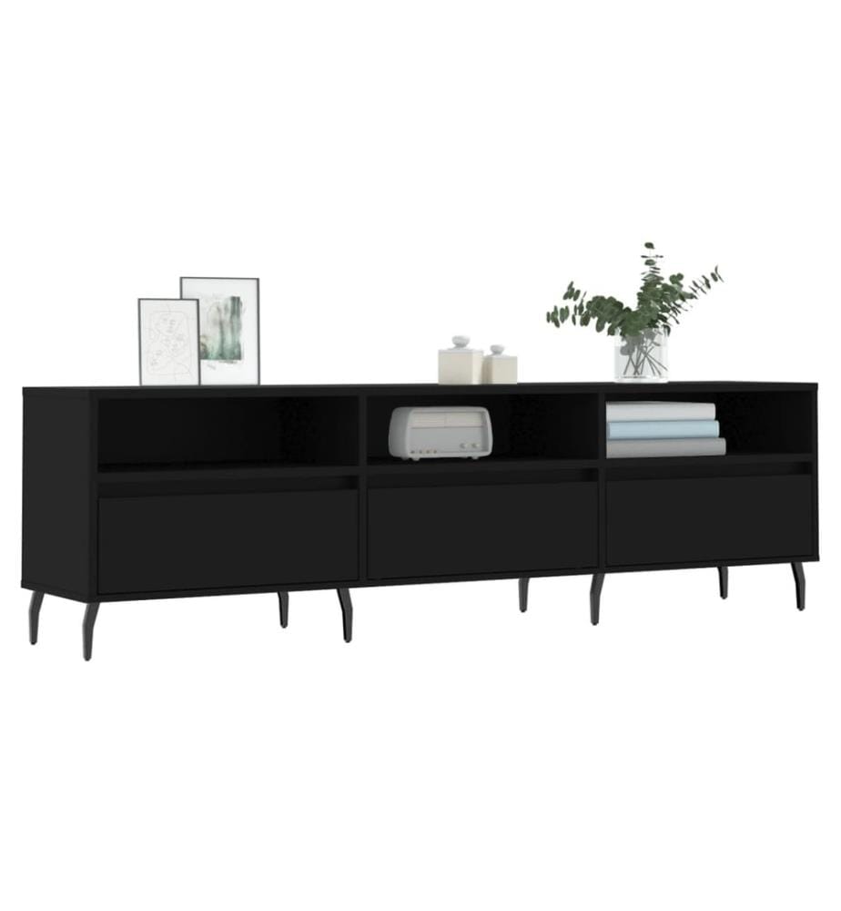 Meuble TV noir 150x30x44,5 cm bois d'ingénierie