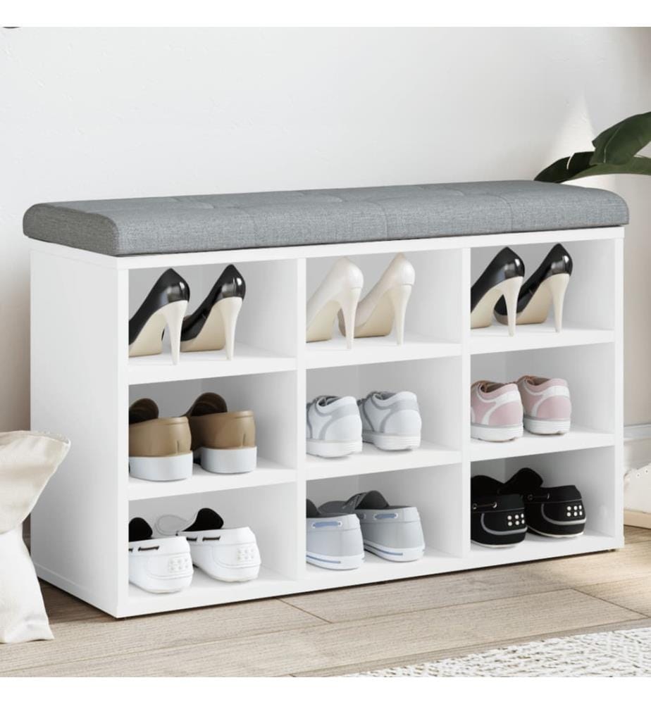 Banc à chaussures Blanc 82x32x50 cm Bois d'ingénierie
