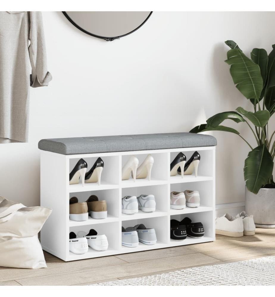 Banc à chaussures Blanc 82x32x50 cm Bois d'ingénierie