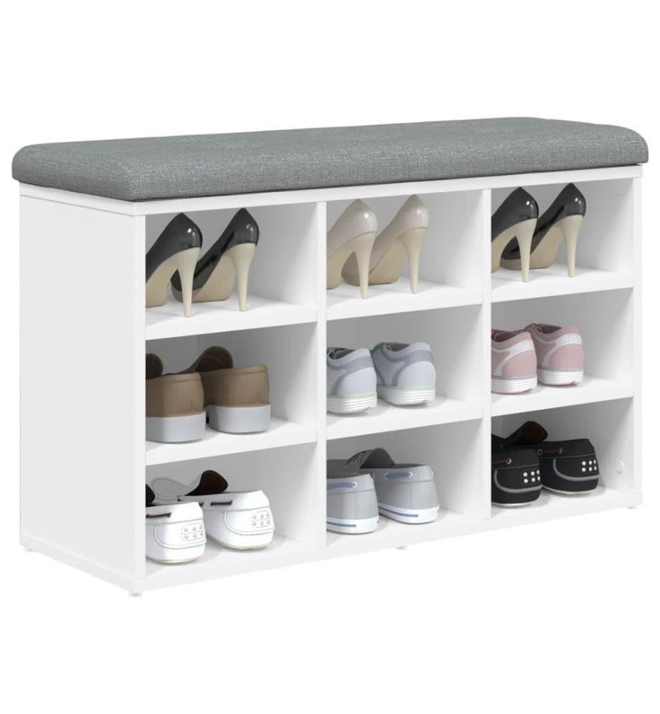 Banc à chaussures Blanc 82x32x50 cm Bois d'ingénierie