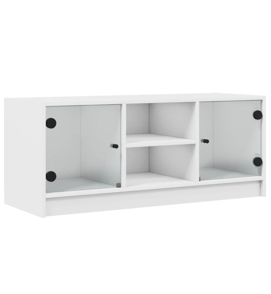 TV-Schrank mit Glastüren Weiss 102x37x42 cm