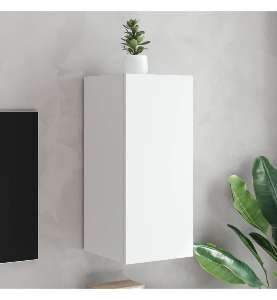 TV-Wandschrank mit LED-Leuchten Weiss 30,5x35x70 cm
