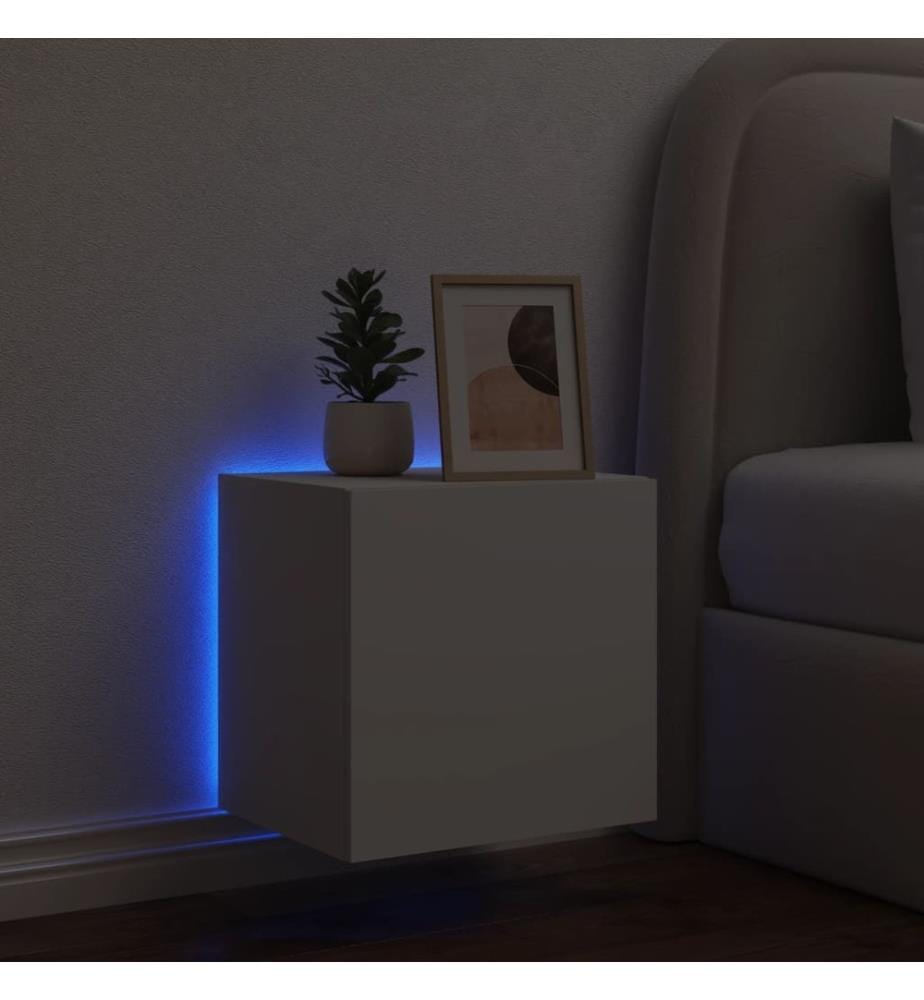 TV-Wandschrank mit LED-Leuchten Weiss 40,5x35x40 cm
