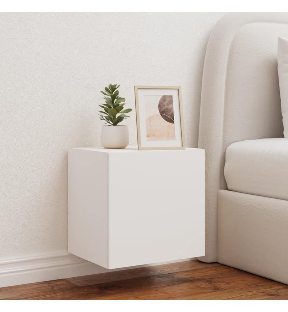 TV-Wandschrank mit LED-Leuchten Weiss 40,5x35x40 cm