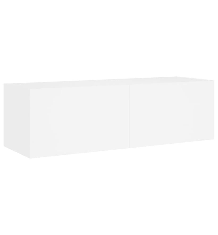 Meuble TV mural avec lumières LED blanc 100x35x31 cm