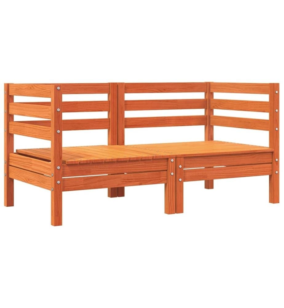 Garten-Ecksofa mit Kissen 2 Stk. Wachsbraun Massivholz Kiefer