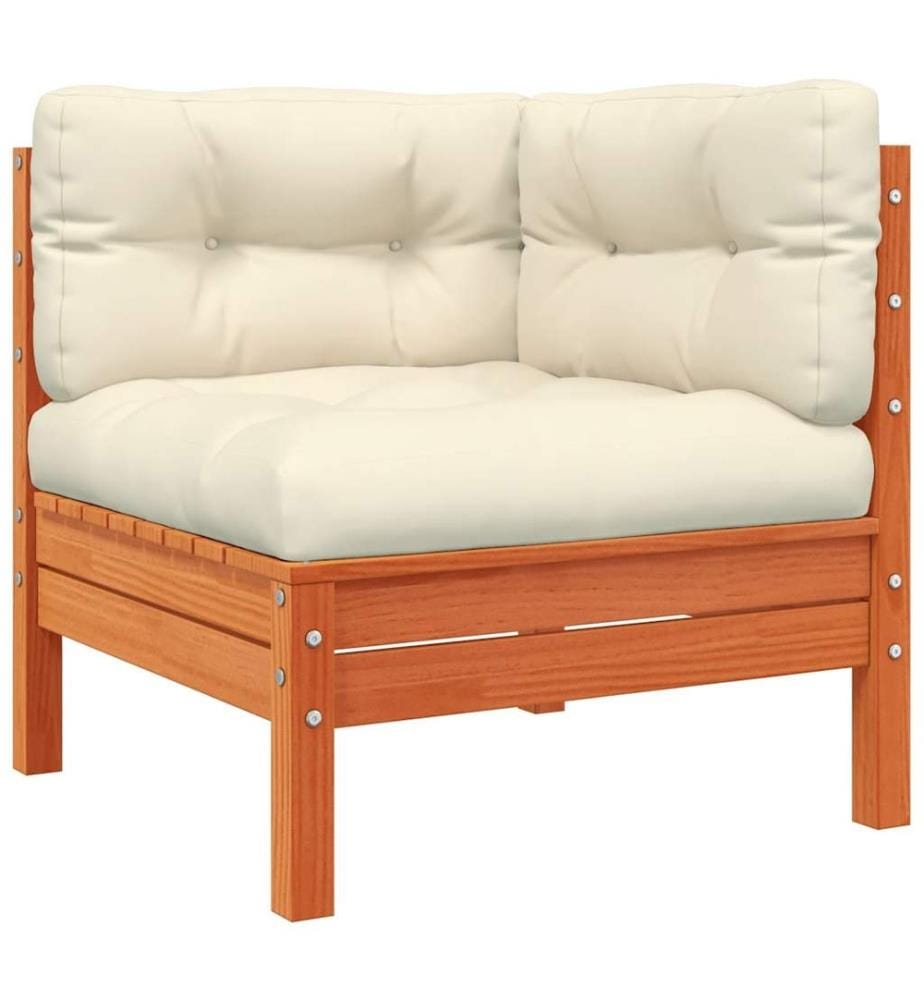 Garten-Ecksofa mit Kissen 2 Stk. Wachsbraun Massivholz Kiefer