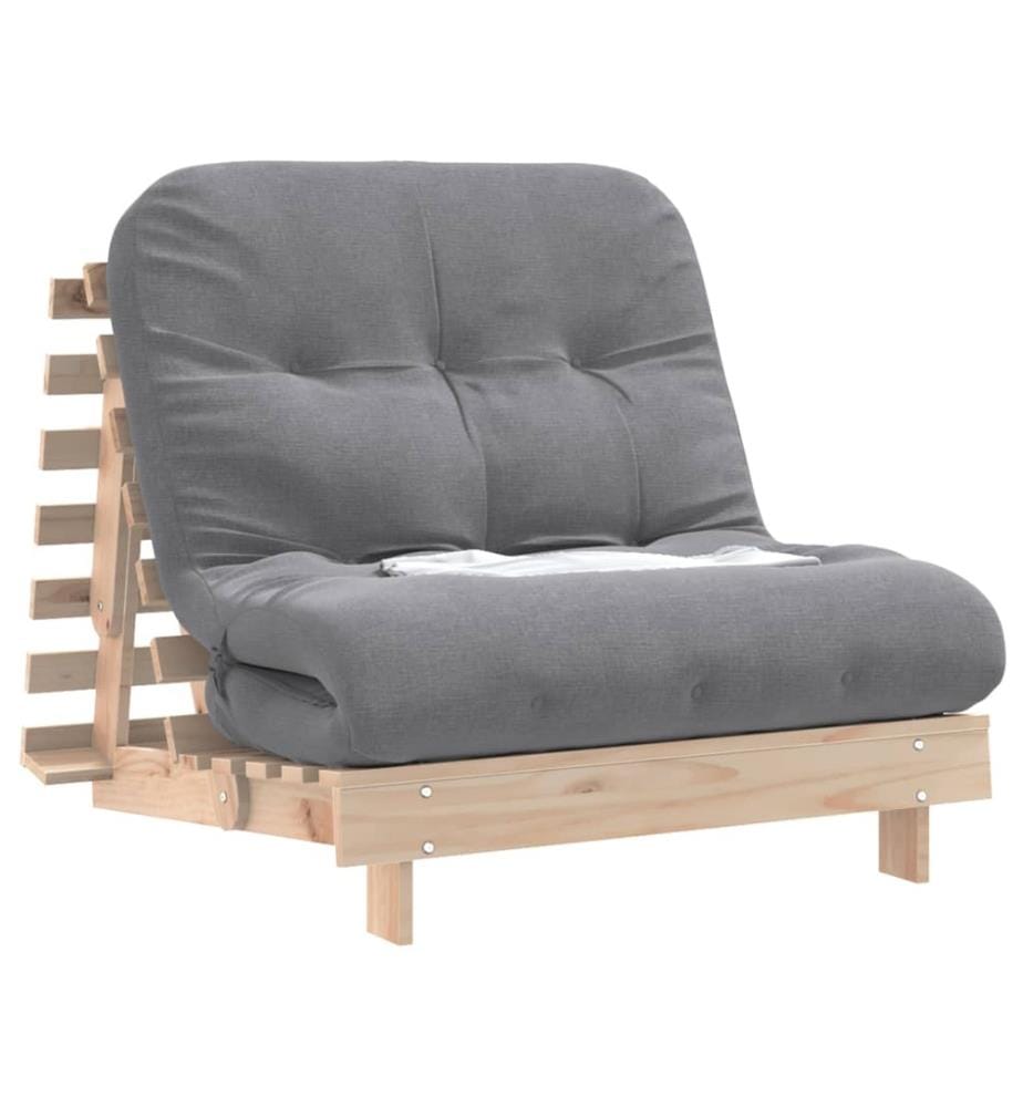 Futon Schlafsofa mit Matratze 90x206x11 cm Massivholz Kiefer