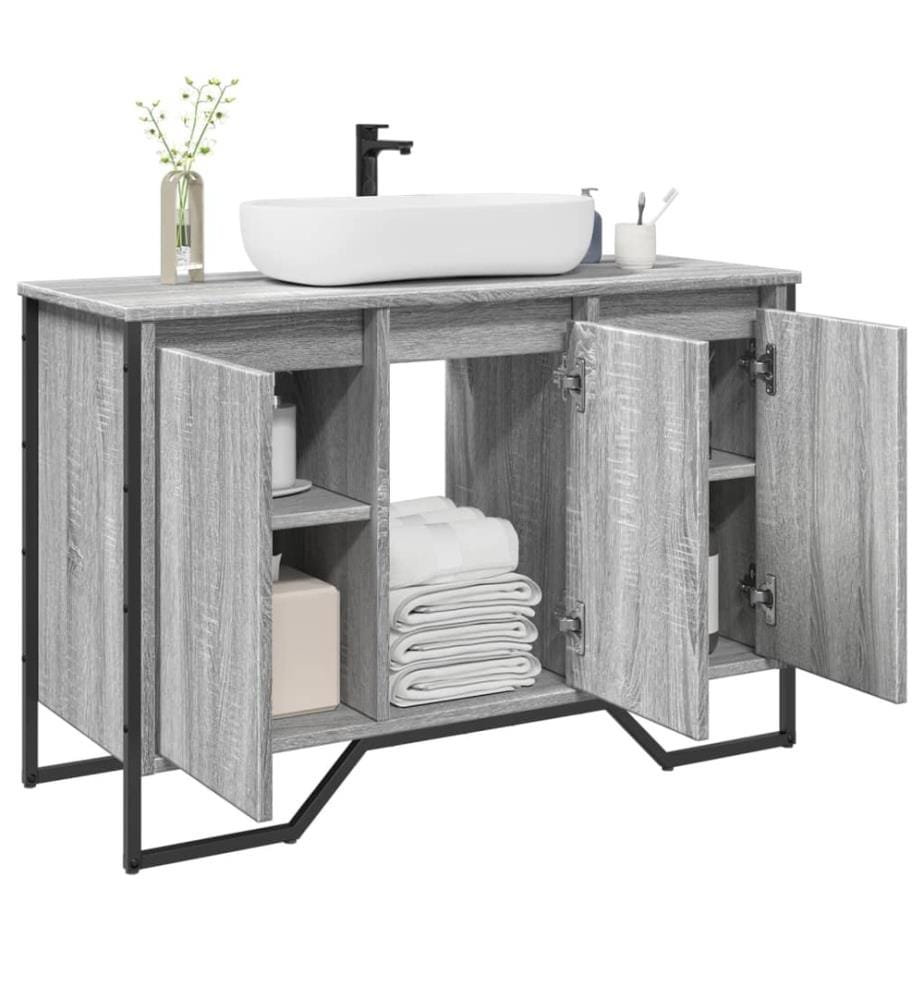 Waschbeckenunterschrank Grau Sonoma 91x35x60 cm Holzwerkstoff