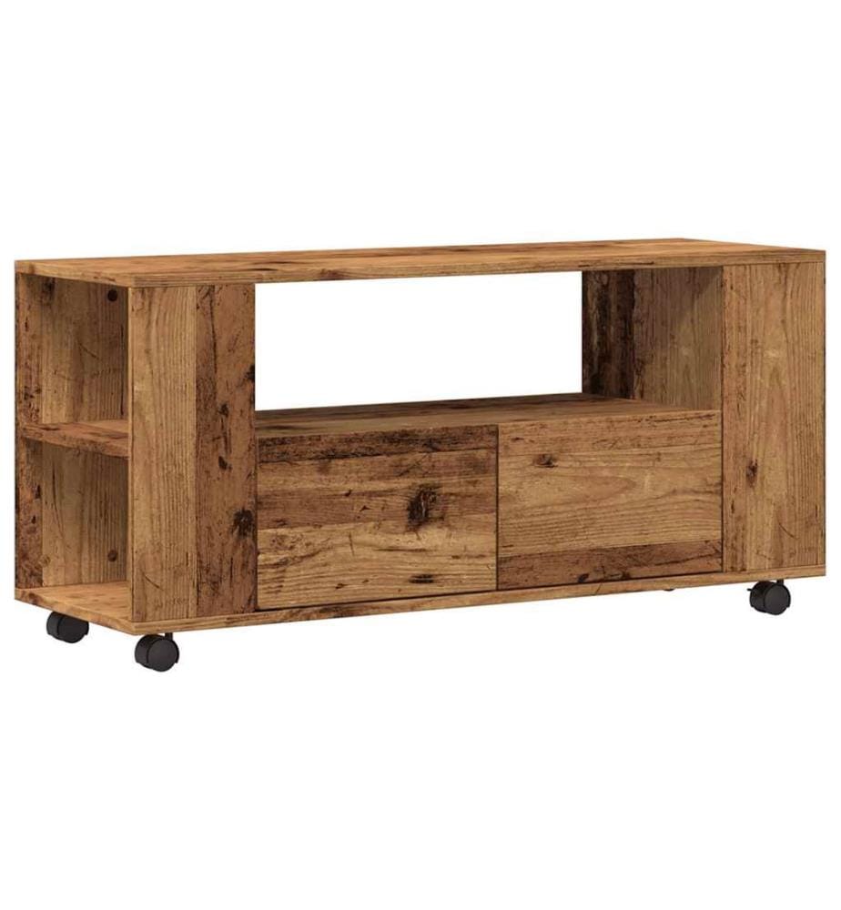 TV-Schrank mit Rollen Altholz-Optik 102x34,5x43cm Holzwerkstoff