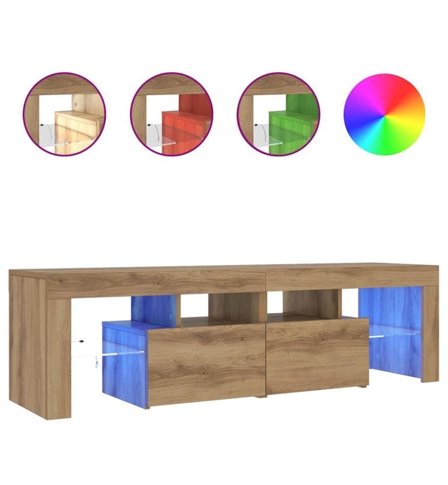 TV-Schrank mit LED Artisan-Eiche 140x36,5x40 cm Holzwerkstoff