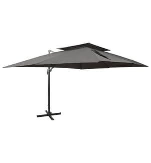 Parasol de jardin déporté avec double plateau Anthracite 400 x 300 cm