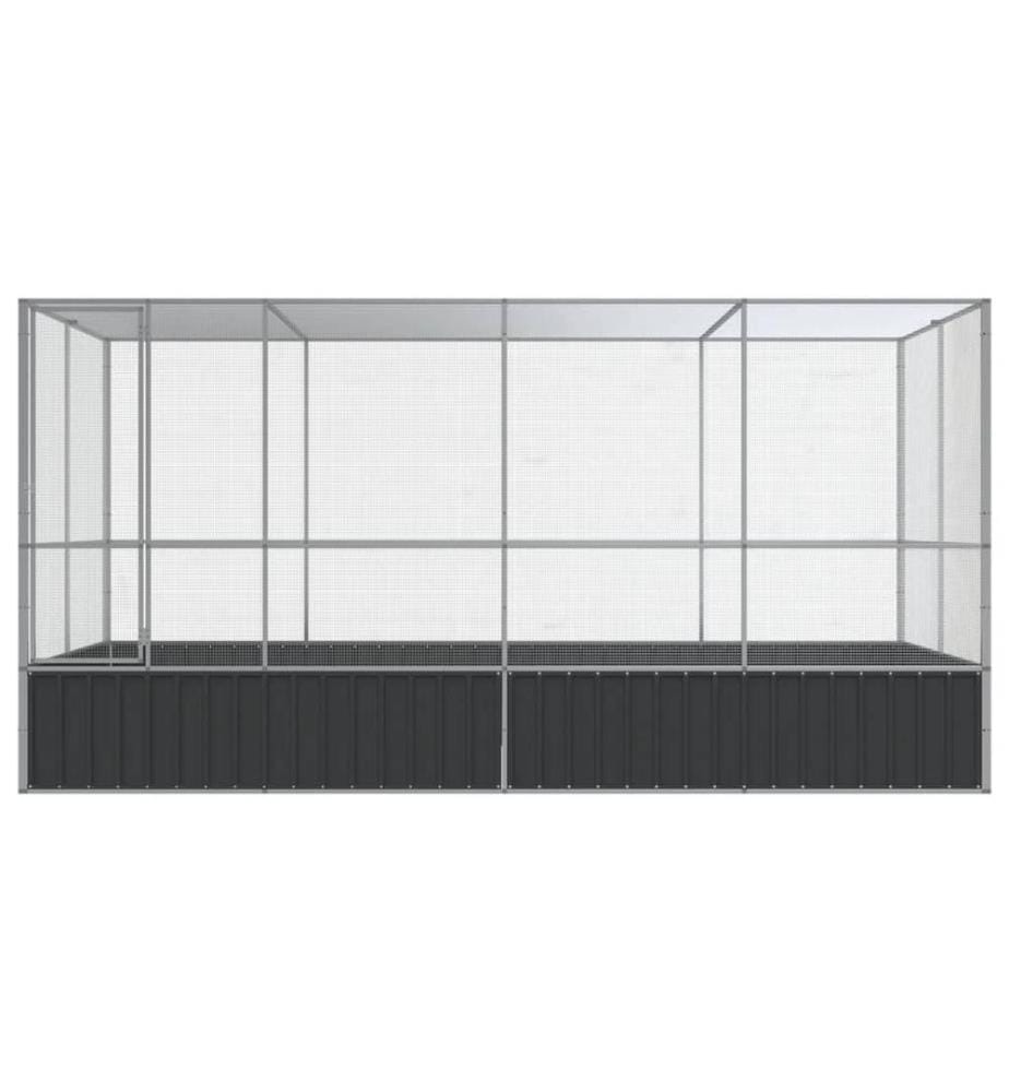 Volière avec extension Argent 418 x 207 x 212 cm Acier