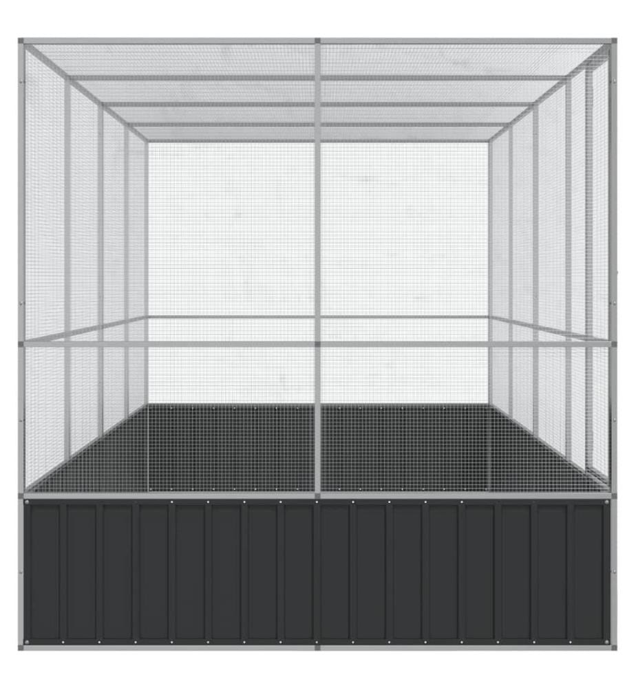 Volière avec extension Argent 418 x 207 x 212 cm Acier