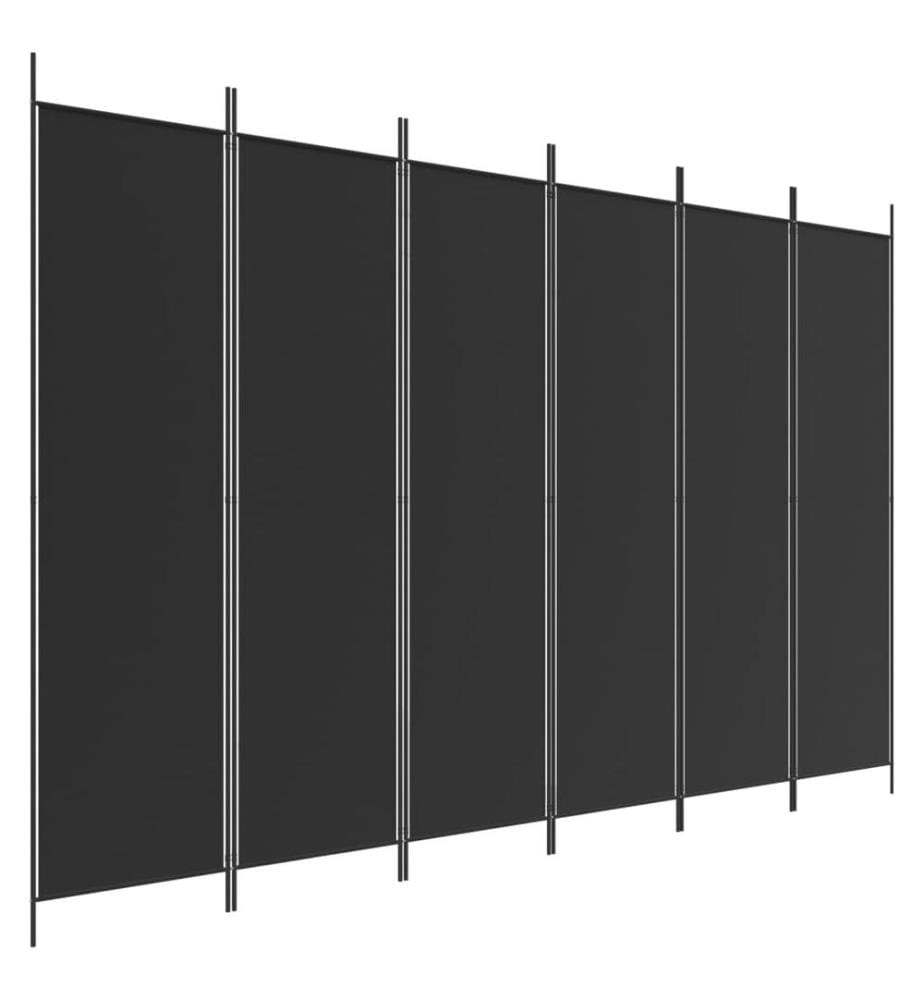 6-tlg. Paravent Schwarz 300x200 cm Stoff