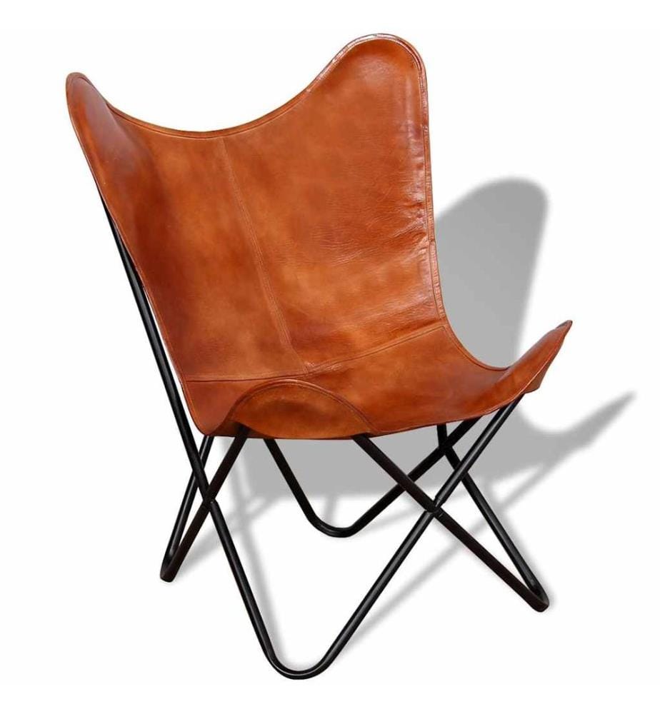 Butterfly-Sessel Braun Echtleder