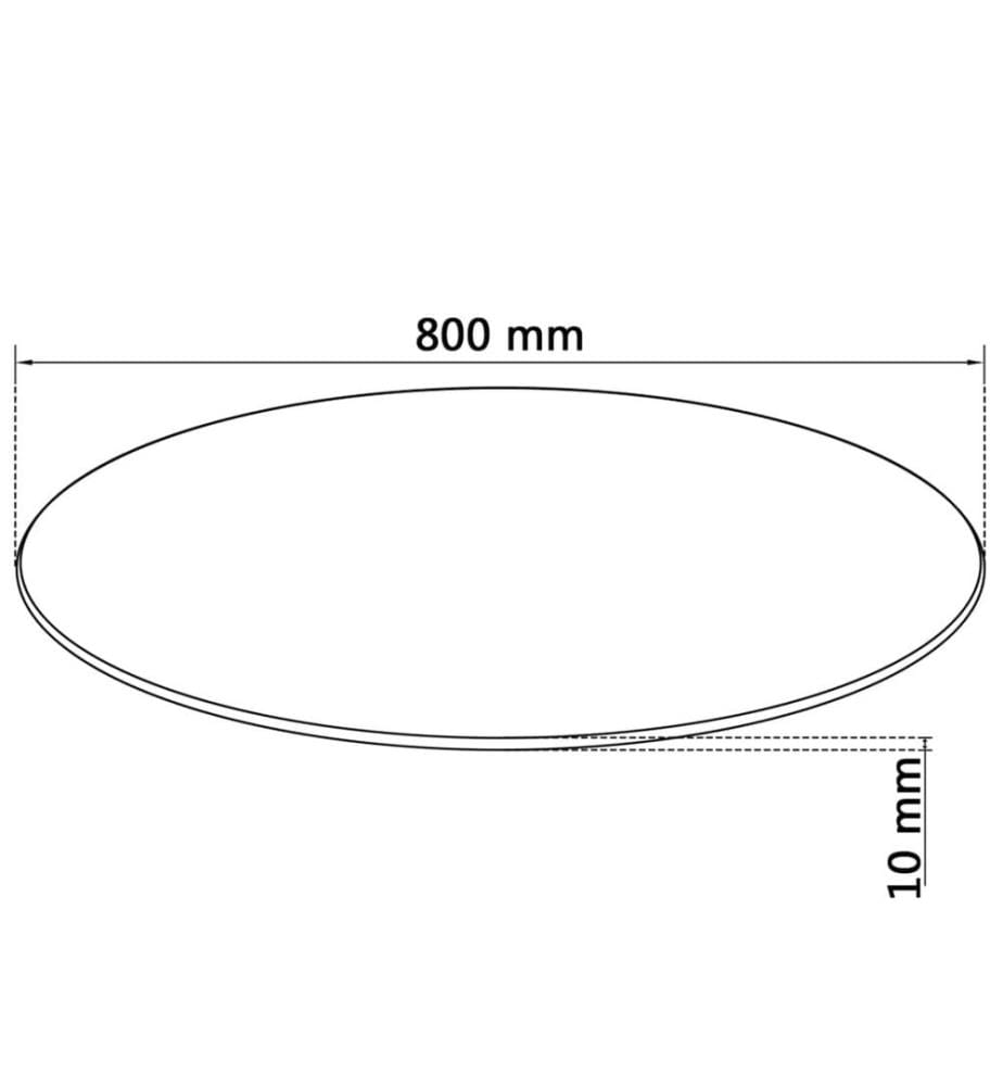 Tischplatte aus gehärtetem Glas rund 800 mm