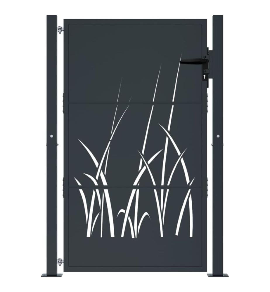 Gartentor Anthrazit 105x130 cm Stahl Gras-Design