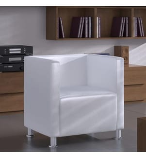 Fauteuil cube blanc simili cuir