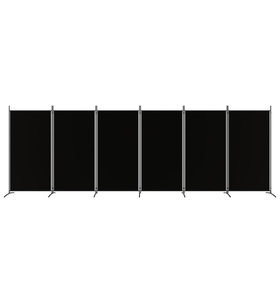 6-tlg. Paravent Schwarz 520x180 cm Stoff
