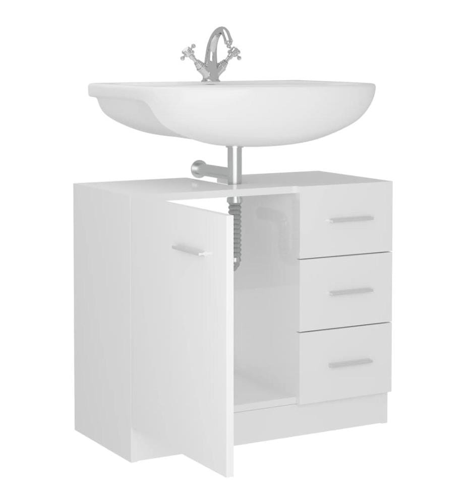 Armoire d'évier Blanc brillant 63x30x54 cm Bois d'ingénierie