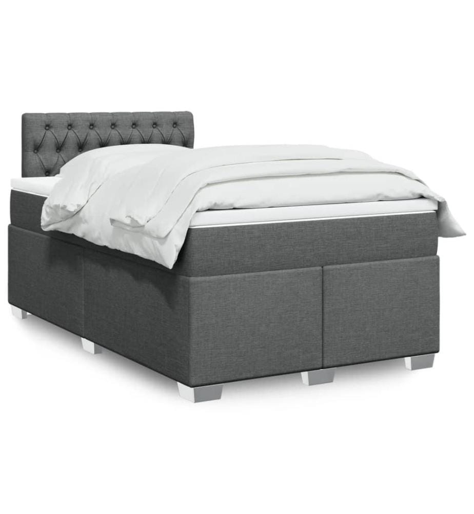 Boxspringbett mit Matratze Dunkelgrau 120x200 cm Stoff