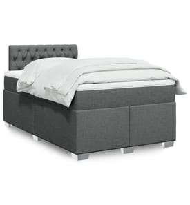 Sommier à lattes de lit avec matelas Gris foncé 120x200cm Tissu