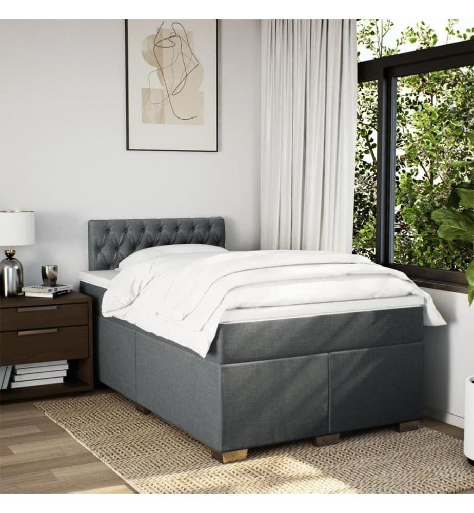 Boxspringbett mit Matratze Dunkelgrau 120x200 cm Stoff