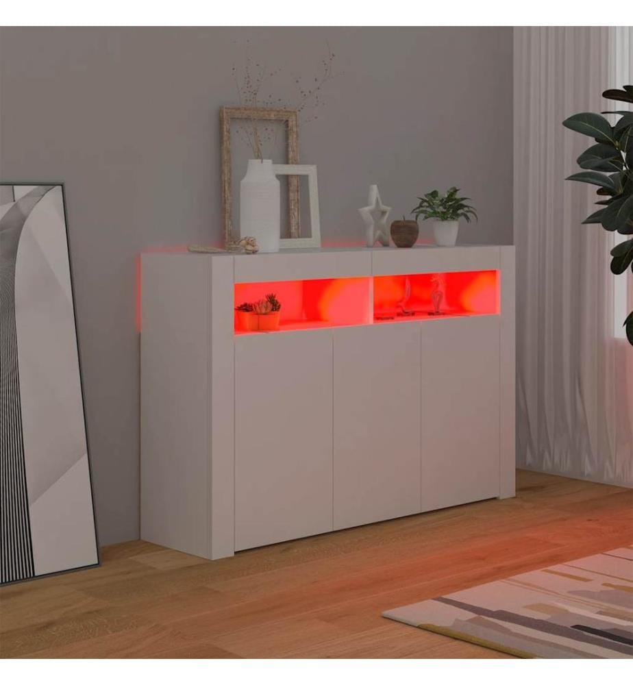 Sideboard mit LED-Leuchten Weiss 115,5x30x75 cm