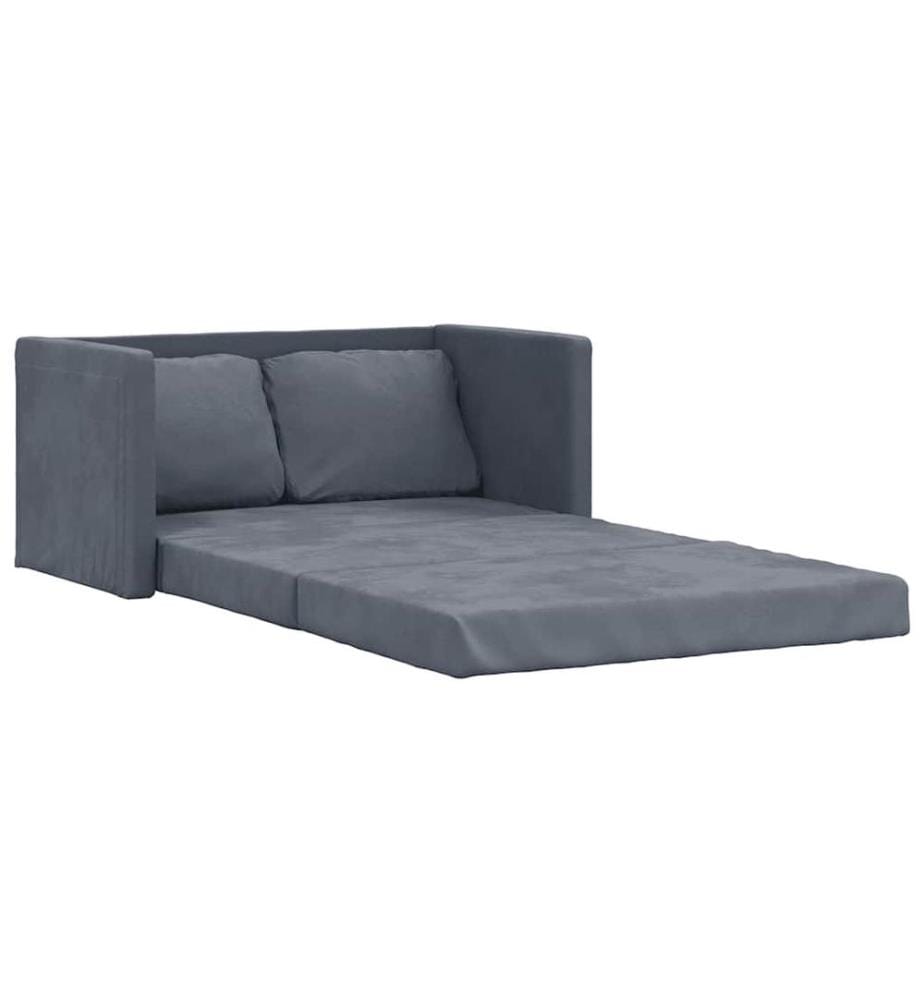 Bodensofa mit Schlaffunktion Dunkelgrau 122x204x55 cm Samt