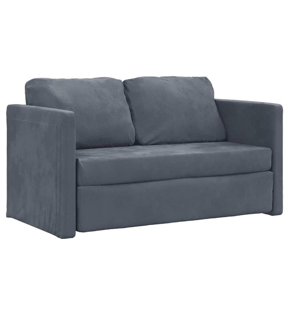 Bodensofa mit Schlaffunktion Dunkelgrau 122x204x55 cm Samt