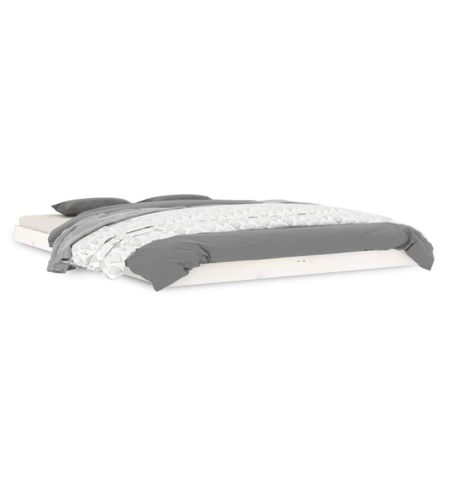 Cadre de lit sans matelas blanc 140x200 cm bois de pin massif