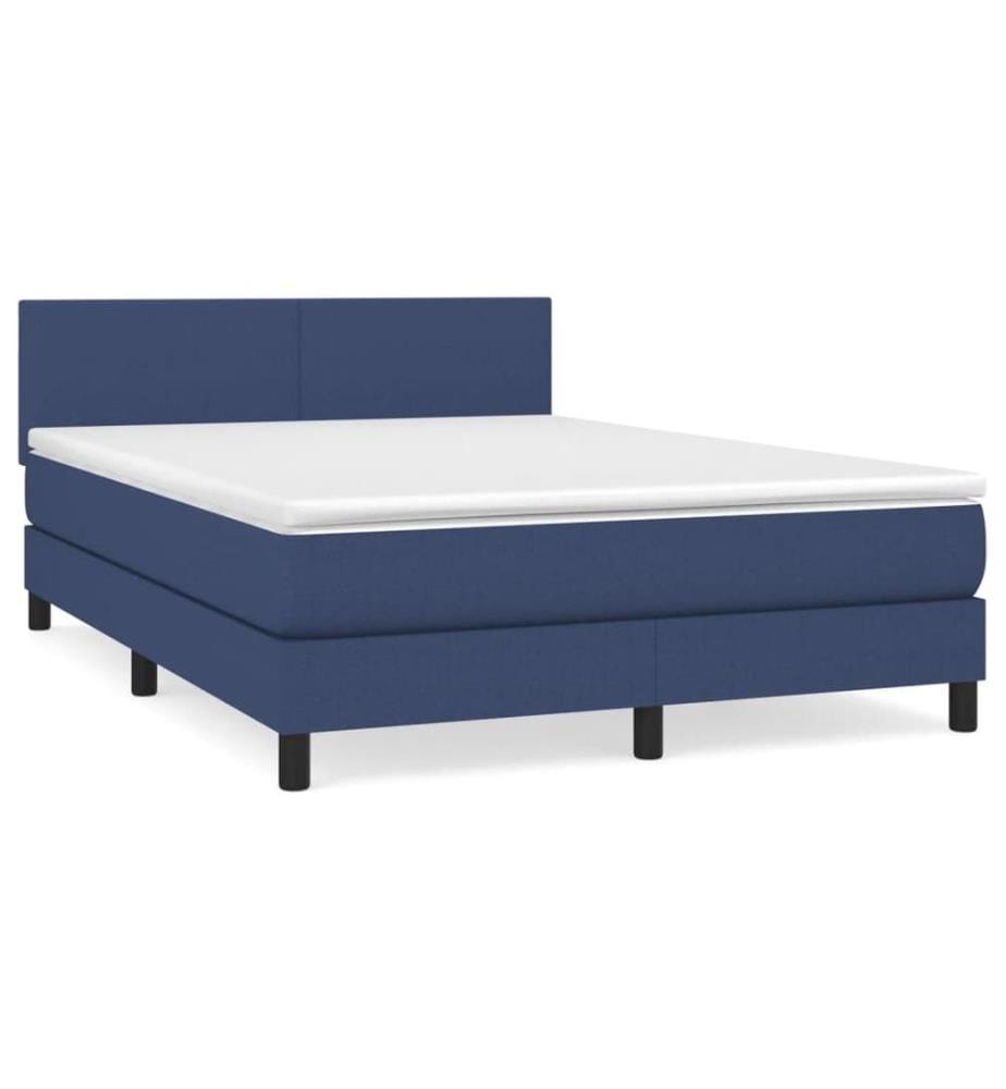 Boxspringbett mit Matratze Blau 140x200 cm Stoff