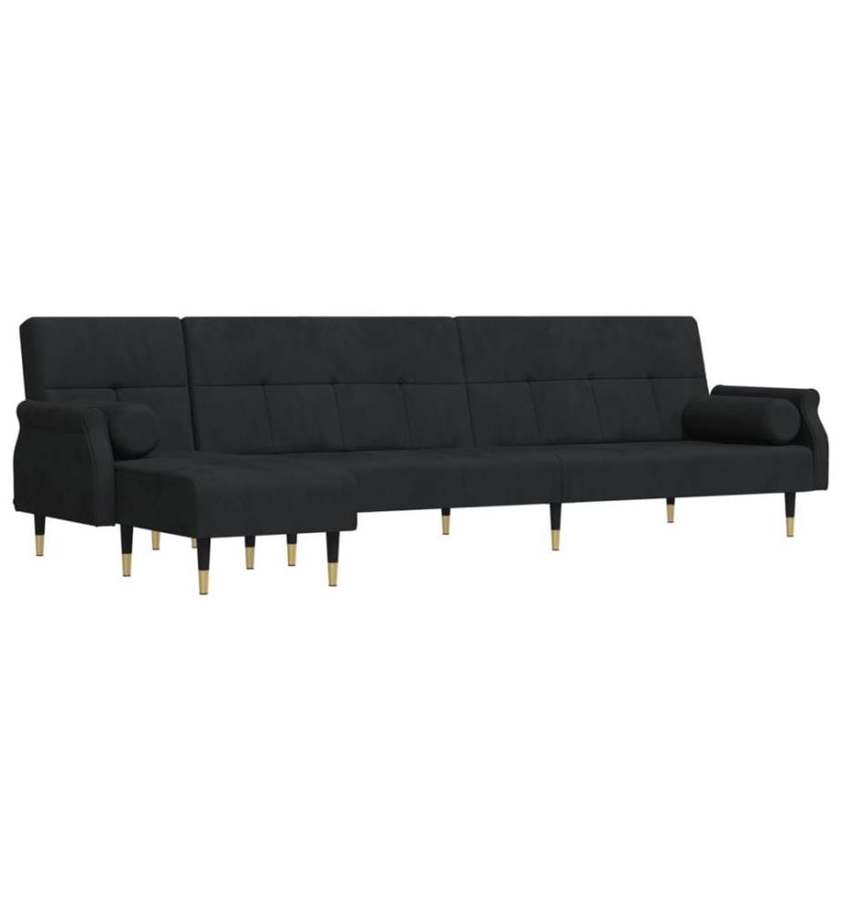 Schlafsofa in L-Form Schwarz 271x140x70 cm Samt