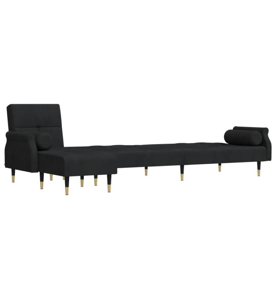 Schlafsofa in L-Form Schwarz 271x140x70 cm Samt