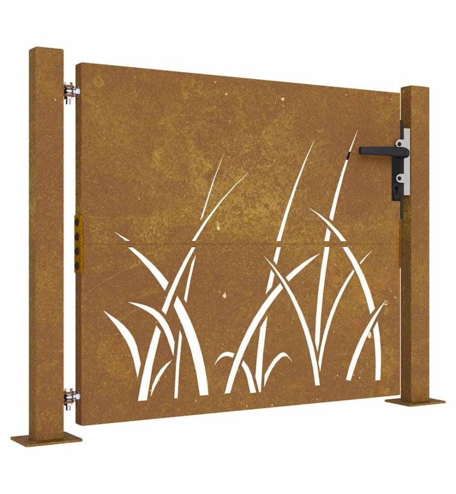 Gartentor 105x105 cm Cortenstahl Gras-Design