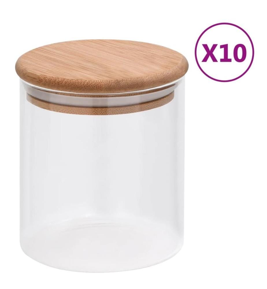 Vorratsgläser mit Bambusdeckel 10 Stk. 600 ml
