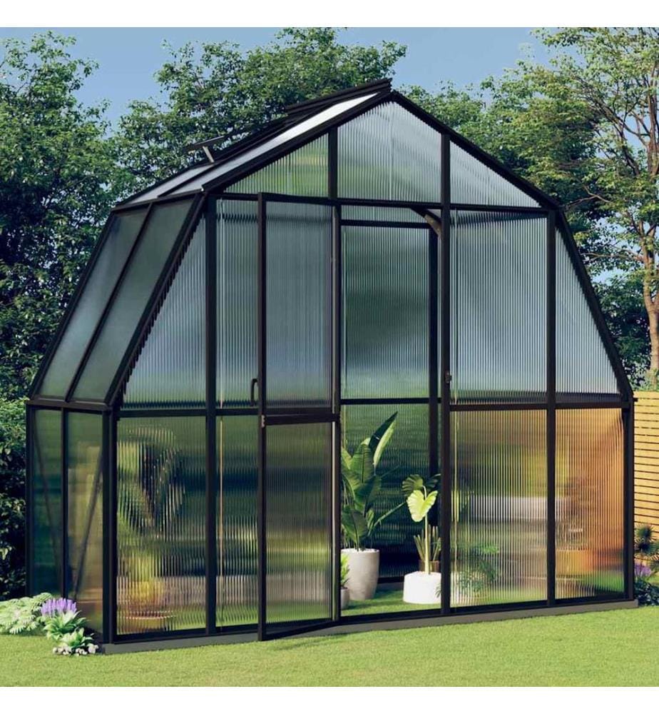 Gewächshaus mit Fundamentrahmen Anthrazit 3,3 m² Aluminimum