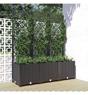 Jardinière de jardin avec treillis Noir 120 x 40 x 136 cm PP