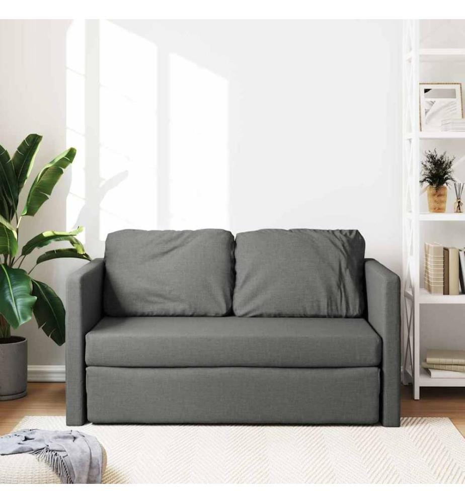 Bodensofa mit Schlaffunktion Dunkelgrau 112x174x55 cm Stoff